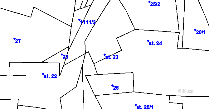 Parcela st. 23 v KÚ Měkynec, Katastrální mapa