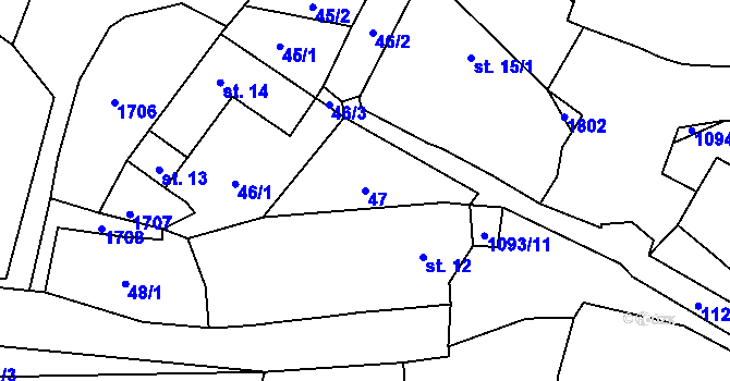 Parcela st. 47 v KÚ Měkynec, Katastrální mapa