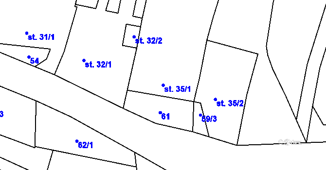 Parcela st. 35/1 v KÚ Cakov, Katastrální mapa