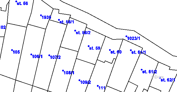Parcela st. 59 v KÚ Cakov, Katastrální mapa