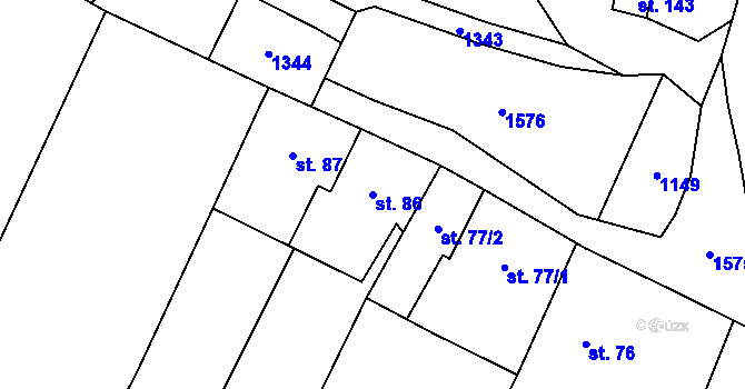 Parcela st. 86 v KÚ Cakov, Katastrální mapa