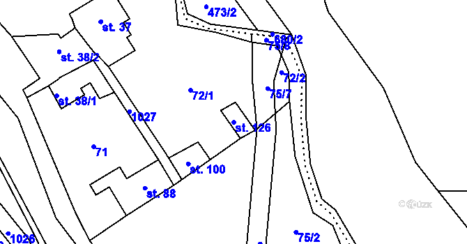 Parcela st. 126 v KÚ Cakov, Katastrální mapa