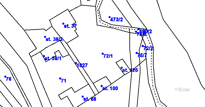 Parcela st. 72/1 v KÚ Cakov, Katastrální mapa