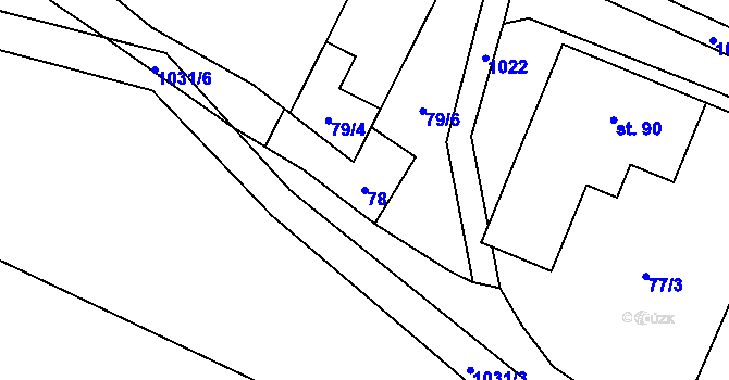 Parcela st. 78 v KÚ Cakov, Katastrální mapa