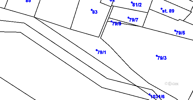 Parcela st. 79/1 v KÚ Cakov, Katastrální mapa
