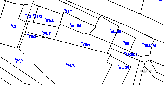 Parcela st. 79/5 v KÚ Cakov, Katastrální mapa