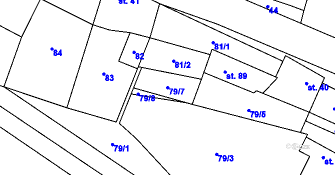 Parcela st. 79/7 v KÚ Cakov, Katastrální mapa