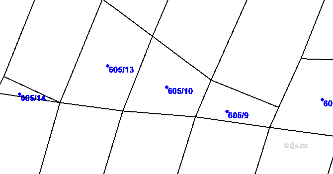 Parcela st. 605/10 v KÚ Cakov, Katastrální mapa