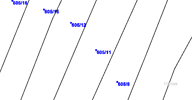 Parcela st. 605/11 v KÚ Cakov, Katastrální mapa