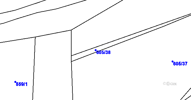 Parcela st. 605/38 v KÚ Cakov, Katastrální mapa