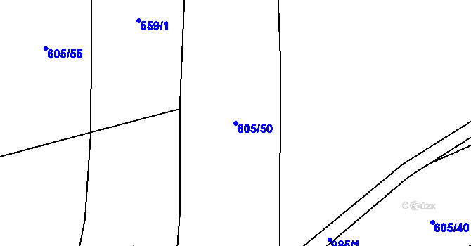 Parcela st. 605/50 v KÚ Cakov, Katastrální mapa