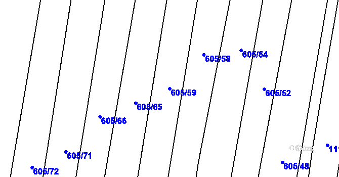Parcela st. 605/59 v KÚ Cakov, Katastrální mapa