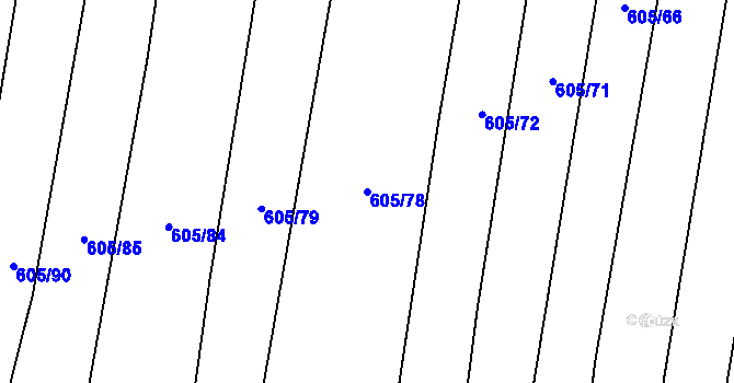 Parcela st. 605/78 v KÚ Cakov, Katastrální mapa