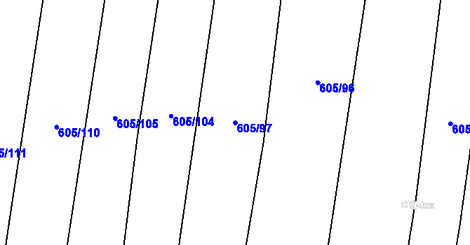 Parcela st. 605/97 v KÚ Cakov, Katastrální mapa