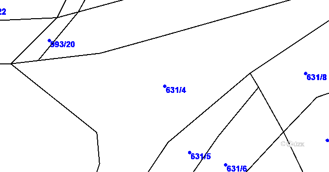 Parcela st. 631/4 v KÚ Cakov, Katastrální mapa
