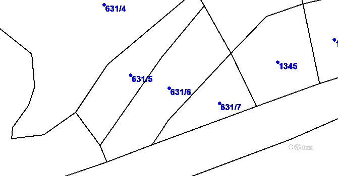 Parcela st. 631/6 v KÚ Cakov, Katastrální mapa