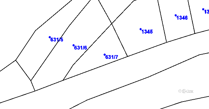 Parcela st. 631/7 v KÚ Cakov, Katastrální mapa