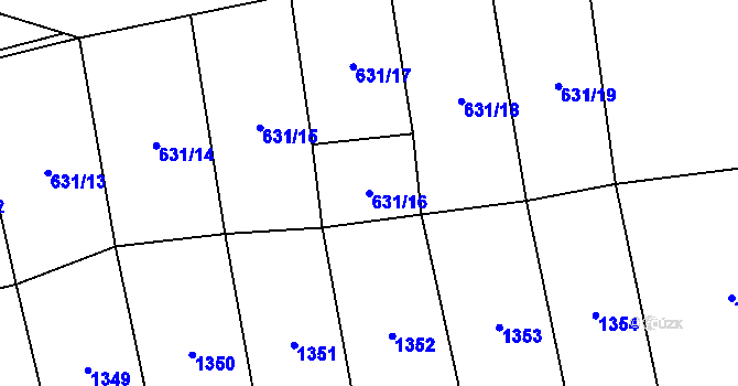 Parcela st. 631/16 v KÚ Cakov, Katastrální mapa