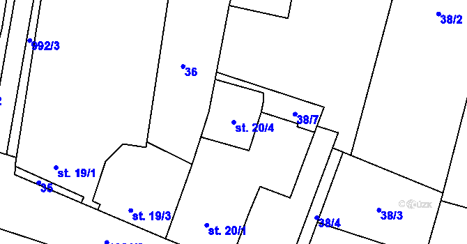 Parcela st. 20/4 v KÚ Cakov, Katastrální mapa