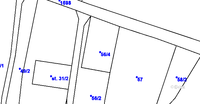 Parcela st. 56/4 v KÚ Cakov, Katastrální mapa
