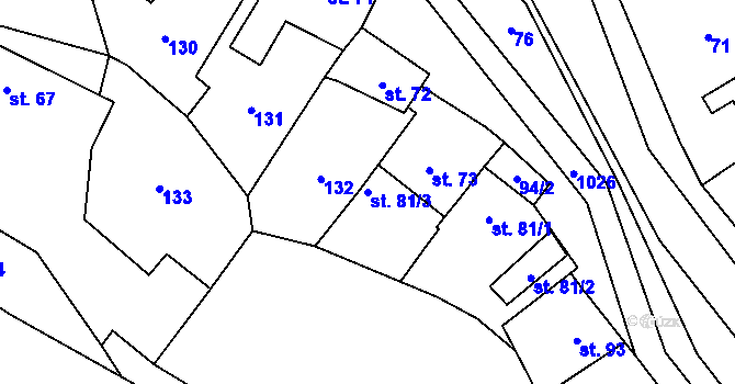Parcela st. 81/3 v KÚ Cakov, Katastrální mapa