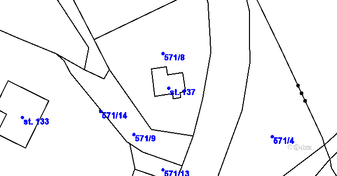 Parcela st. 137 v KÚ Loučka u Bílska, Katastrální mapa