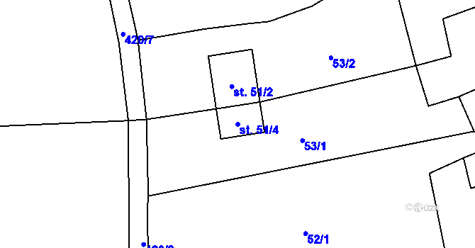 Parcela st. 51/4 v KÚ Loučka u Bílska, Katastrální mapa