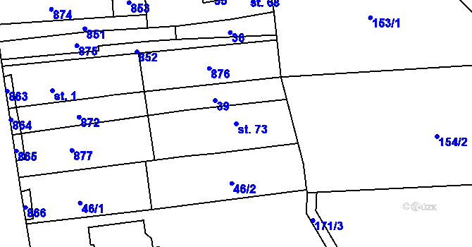 Parcela st. 73 v KÚ Loučka u Bílska, Katastrální mapa