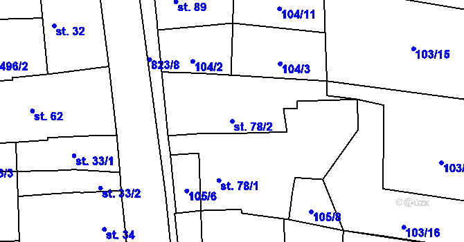 Parcela st. 78/2 v KÚ Loučka u Bílska, Katastrální mapa