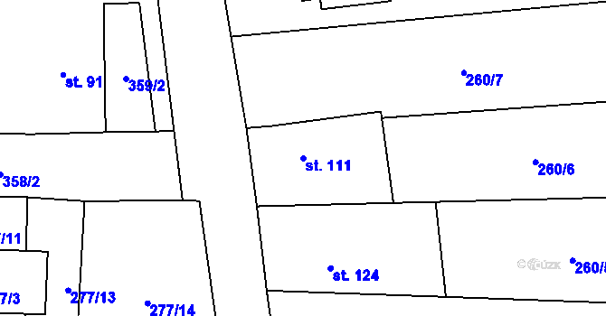 Parcela st. 111 v KÚ Loučka u Bílska, Katastrální mapa