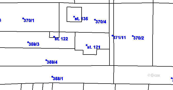 Parcela st. 121 v KÚ Loučka u Bílska, Katastrální mapa