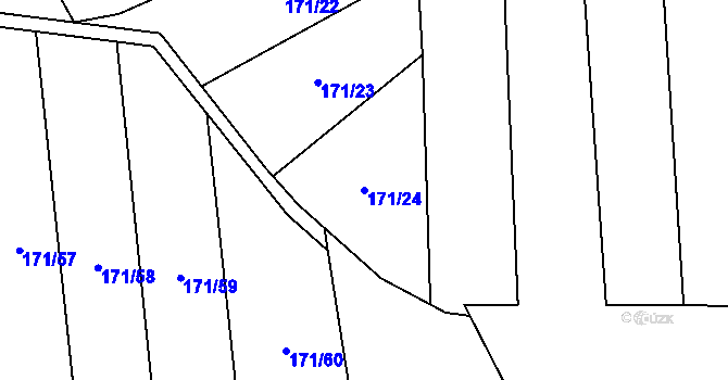 Parcela st. 171/24 v KÚ Loučka u Bílska, Katastrální mapa
