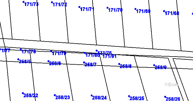 Parcela st. 171/76 v KÚ Loučka u Bílska, Katastrální mapa