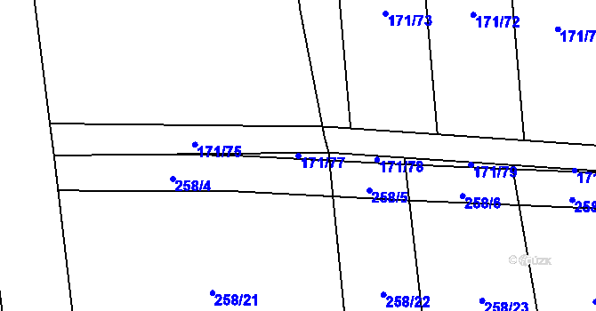 Parcela st. 171/77 v KÚ Loučka u Bílska, Katastrální mapa