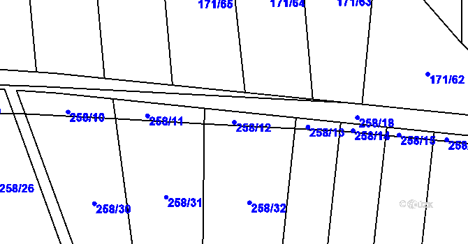 Parcela st. 258/12 v KÚ Loučka u Bílska, Katastrální mapa
