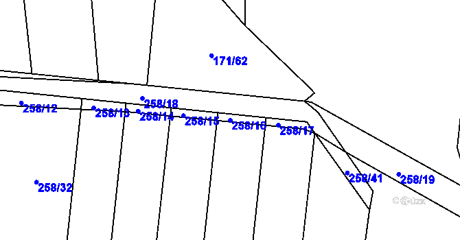 Parcela st. 258/16 v KÚ Loučka u Bílska, Katastrální mapa