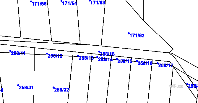 Parcela st. 258/18 v KÚ Loučka u Bílska, Katastrální mapa