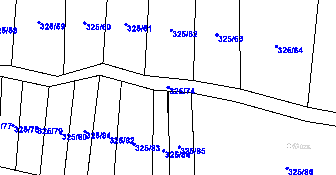 Parcela st. 325/74 v KÚ Loučka u Bílska, Katastrální mapa