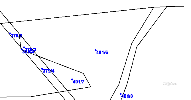 Parcela st. 401/6 v KÚ Loučka u Bílska, Katastrální mapa