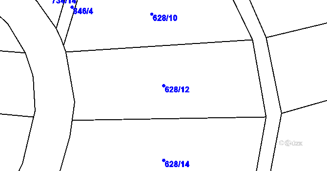 Parcela st. 628/12 v KÚ Loučka u Bílska, Katastrální mapa