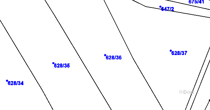Parcela st. 628/36 v KÚ Loučka u Bílska, Katastrální mapa