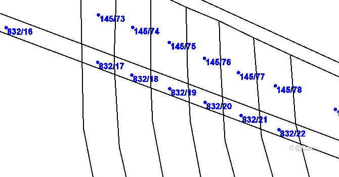 Parcela st. 832/19 v KÚ Loučka u Bílska, Katastrální mapa