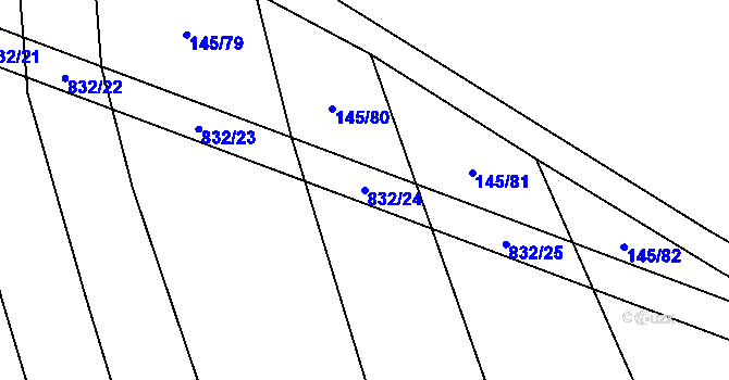 Parcela st. 832/24 v KÚ Loučka u Bílska, Katastrální mapa