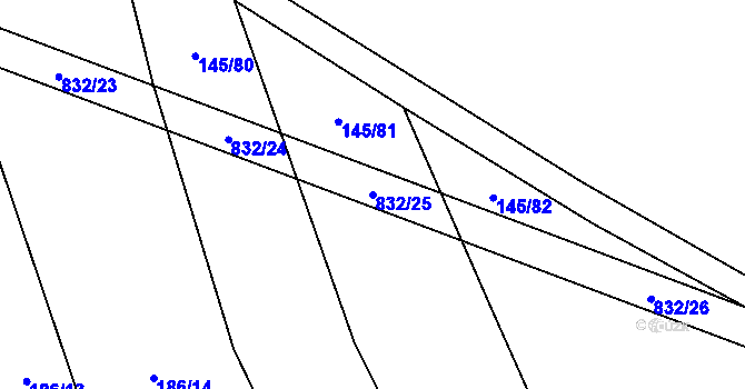 Parcela st. 832/25 v KÚ Loučka u Bílska, Katastrální mapa
