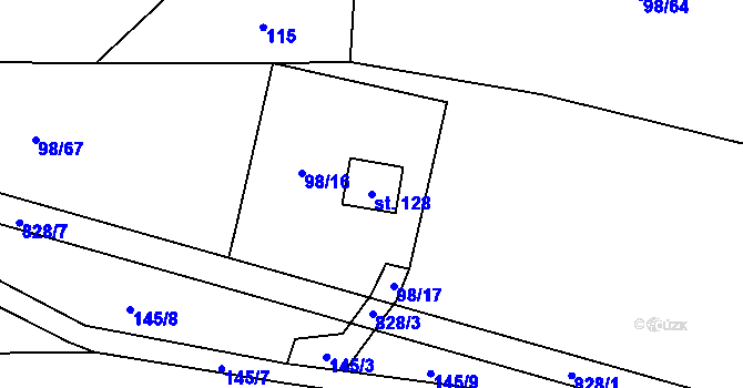 Parcela st. 128 v KÚ Loučka u Bílska, Katastrální mapa
