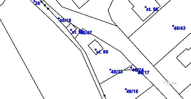 Parcela st. 88 v KÚ Bílý Kámen, Katastrální mapa
