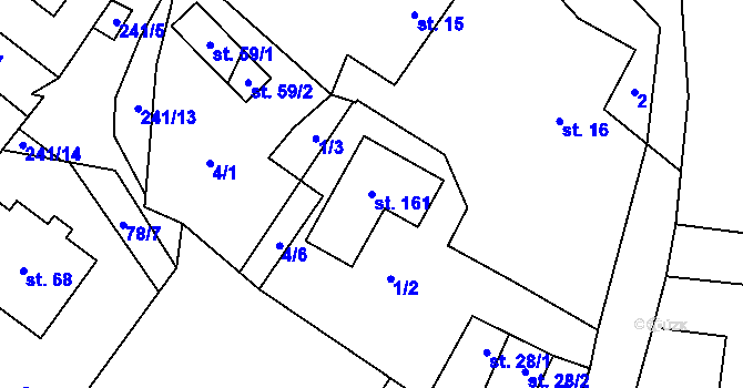 Parcela st. 161 v KÚ Bílý Kámen, Katastrální mapa