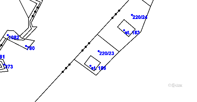 Parcela st. 220/23 v KÚ Bílý Kámen, Katastrální mapa