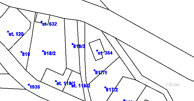 Parcela st. 354 v KÚ Bílý Potok pod Smrkem, Katastrální mapa