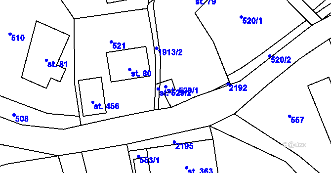 Parcela st. 529/1 v KÚ Bílý Potok pod Smrkem, Katastrální mapa